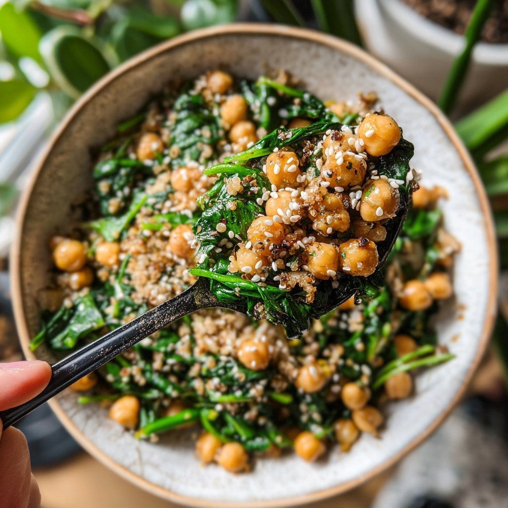 Healthy Lunch Spinach Chickpea Grain Bowl