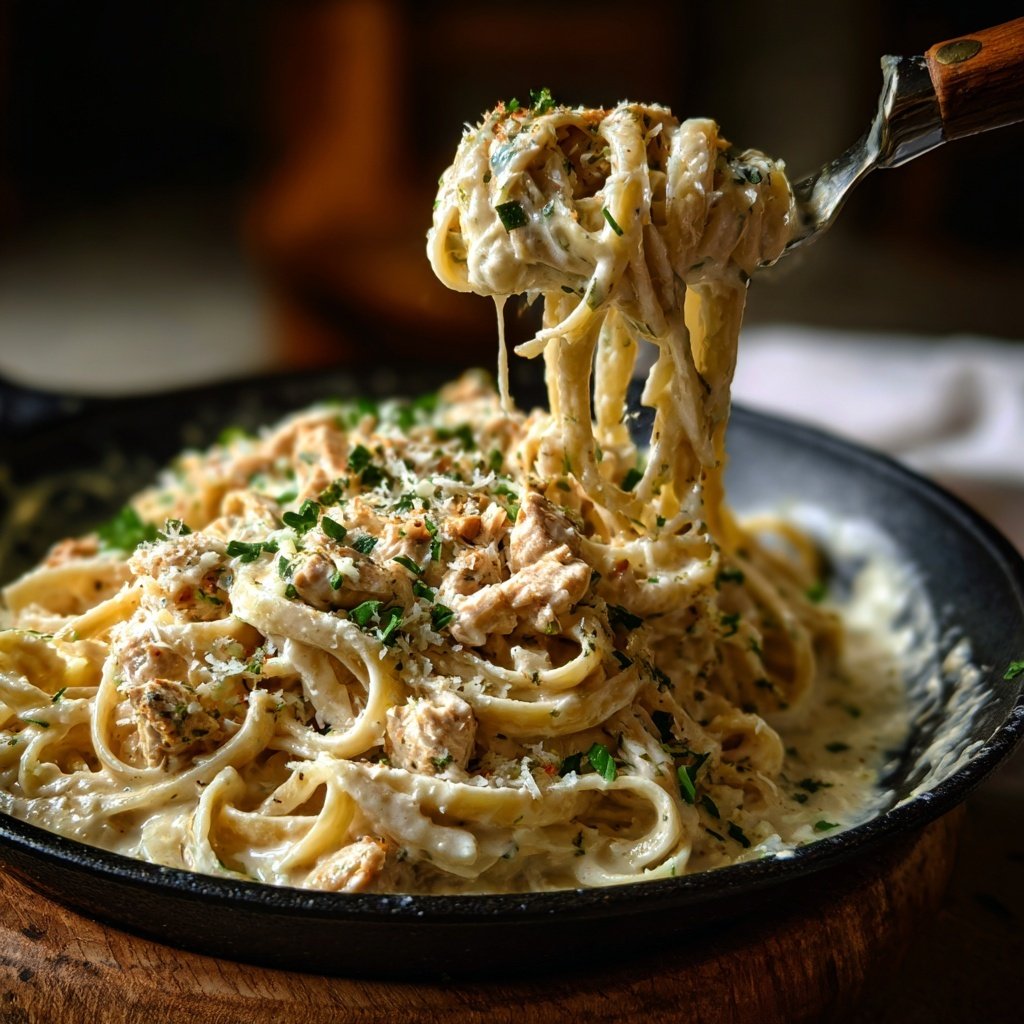 Ground Chicken Alfredo Pasta