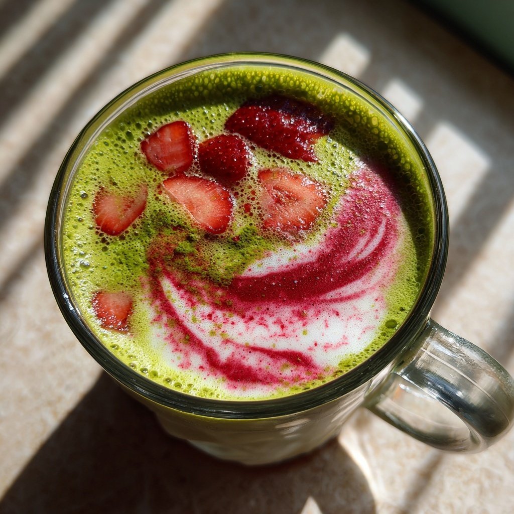Strawberry Matcha Latte With Milk