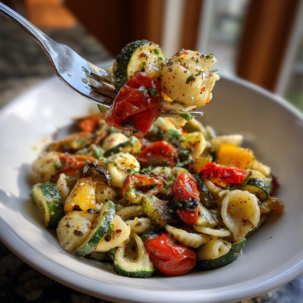 Healthy Lunch Roasted Vegetable Pasta Salad