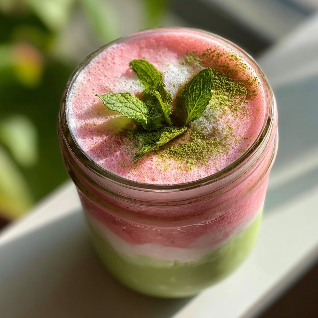Strawberry Matcha Latte Iced
